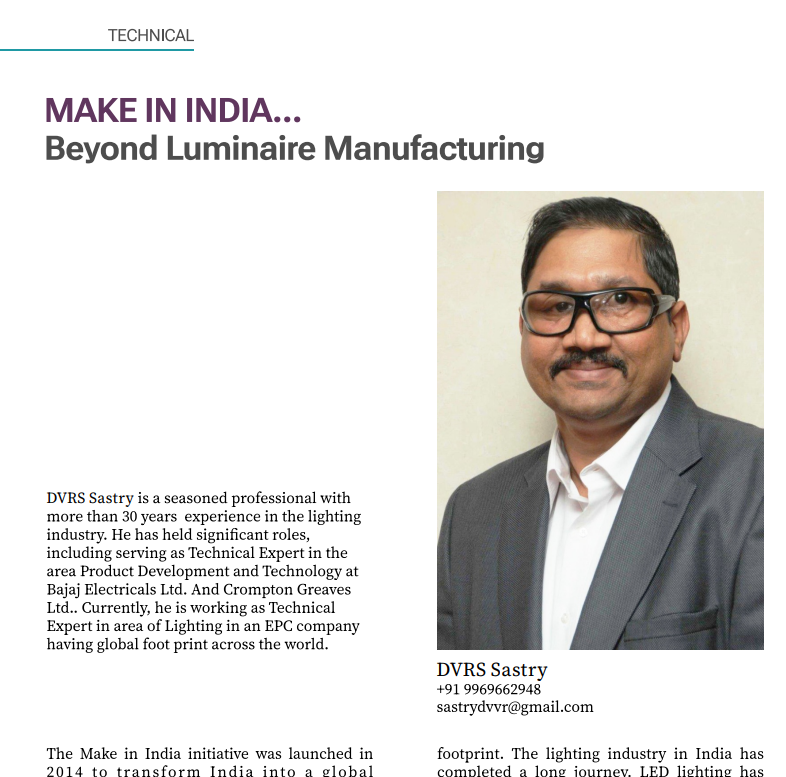 MAKE IN INDIA...Beyond Luminaire Manufacturing